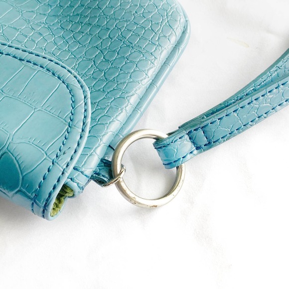 Blue Faux Crocodile Wristlet - Picture 5 of 7